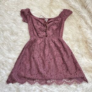 TOBI Eden Marsala Lace Skater Dress
